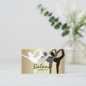 ダンススタジオ体シルエット金ゴールドとブラックモダン 名刺 (スタンド正面)