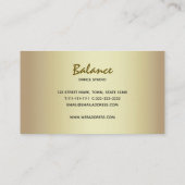 ダンススタジオ体シルエット金ゴールドとブラックモダン 名刺 (裏面)