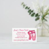 ダンススタジオ先生ピンクバレエポインテトーシューズ 名刺 (スタンド正面)