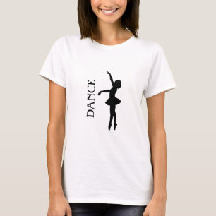ダンスタイポグラフィとバレリナシルエット Tシャツ