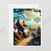 ダンスターイングランドアートヴィンテージ旅行イラストレーション ポストカード (正面/裏面)