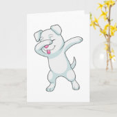 ダンスダブでヒップホップを踊る犬 カード (黄色い花)