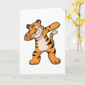 ダンスダブでヒップホップダンスを踊るタイガー カード (黄色い花)