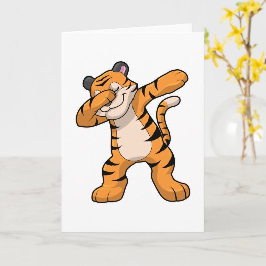 ダンスダブでヒップホップダンスを踊るタイガー カード (黄色い花)