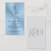 ダンスチューター、モノグラム、ダンサーのロゴ、アイスブルー 名刺 (正面/裏面)