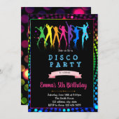 ダンスディスコ誕生日パーティーの招待 招待状 (正面/裏面)