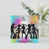ダンスディスコ誕生日パーティー心理的な招待 招待状 (スタンド正面)