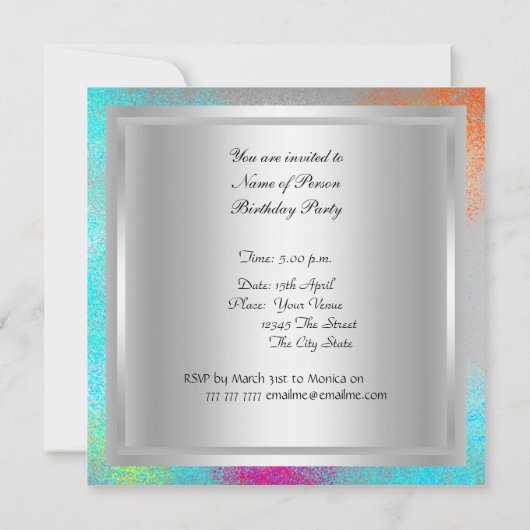 ダンスディスコ誕生日パーティー心理的な招待 招待状 (裏面)