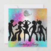 ダンスディスコ誕生日パーティー心理的な招待 招待状 (正面)