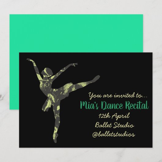 ダンスバレエの発表会の招待 招待状 (正面/裏面)