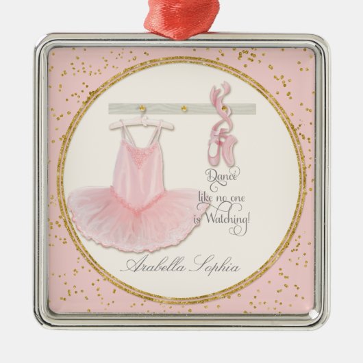 ダンスバレエバレリーナツチュウパーソナライズされたガール メタルオーナメント (正面)