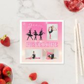 ダンスバレエピンクグラデーション3枚パーソナライズされた写真 スタンダードカクテルナプキン (インサイチュ)