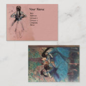 ダンスバレリーナの学校，ピンクブルーバレエダンサー 名刺 (正面/裏面)