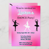 ダンスバレリーナバースデーパーティーの招待 招待状 (正面/裏面)