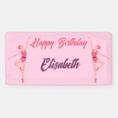ダンスバレリーナパーソナライズされたハッピーバースデーピンク 横断幕 (横)