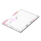 ダンスバレリーナ |バラの水色縁どメモ帳 ノートパッド (回転)