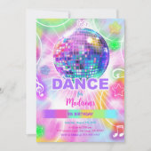 ダンスバースデーパーティネオングロー 招待状 (正面)