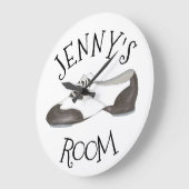 ダンスパーソナライズされたシューズタップダンサータッパーのギフト ラージ壁時計 (傾斜)