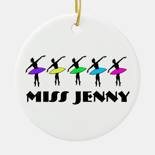 ダンスパーソナライズされた先生バレエバレリーナポインテ セラミックオーナメント (正面)