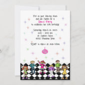 ダンスパーティの招待状キッズディスコ誕生日パーティー 招待状 (正面)