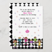 ダンスパーティの招待状キッズディスコ誕生日パーティー 招待状 (正面/裏面)