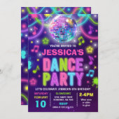 ダンスパーティの招待状ネオングローダンスパーティー 招待状 (正面/裏面)