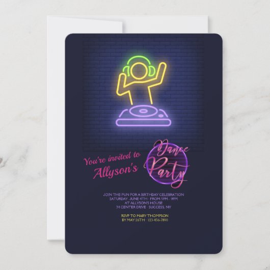 ダンスパーティの招待状 招待状 (正面)