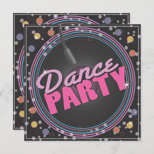 ダンスパーティーのお祝いの招待状 招待状 (正面/裏面)