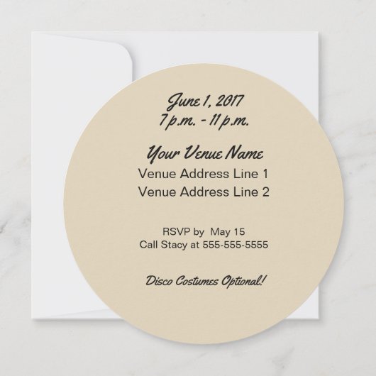 ダンスパーティーのディスコの球のパーティの招待状 招待状 (裏面)