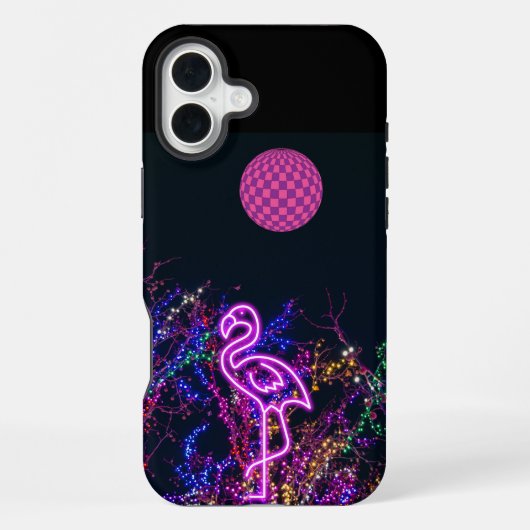 ダンスパーティーのフラミンゴ iPhoneケース (裏面)