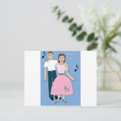 ダンスパーティーの準備ができているロックカップル ポストカード (スタンド正面)