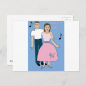 ダンスパーティーの準備ができているロックカップル ポストカード (正面/裏面)