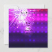 ダンスパーティーイベントピンクパープルシルバーミラーボール 招待状 (裏面)