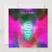 ダンスパーティーイベントピンクパープル抽象芸術ミラーボール 招待状 (裏面)