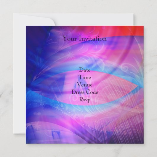 ダンスパーティーイベントピンクブルー抽象芸術ミラーボール 招待状 (裏面)