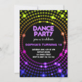 ダンスパーティーディスコ80sディスコボールガールズ誕生日 招待状 (正面)