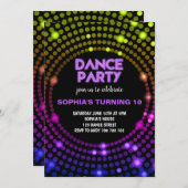 ダンスパーティーディスコ80sディスコボールガールズ誕生日 招待状 (正面/裏面)