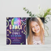 ダンスパーティーネオングローディスコ誕生日招待状 招待状 (スタンド正面)