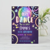 ダンスパーティーネオングローディスコ誕生日招待状 招待状 (スタンド正面)