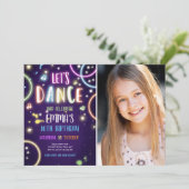ダンスパーティーネオングローディスコ誕生日招待状 招待状 (スタンド正面)