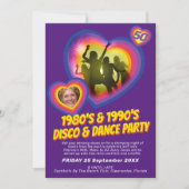 ダンスパーティーハートダンサー80's 90's photo birthday 招待状 (正面)