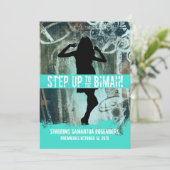 ダンスパーティーバルミツワー招待状インターコイズ 招待状 (スタンド正面)