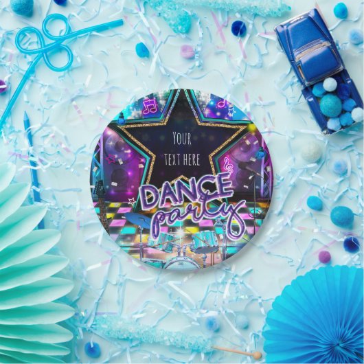 ダンスパーティー誕生日ポップ・アートのミュージカルロックダンスガールズ ペーパープレート (パーティー)