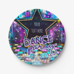 ダンスパーティー誕生日ポップ・アートのミュージカルロックダンスガールズ ペーパープレート
