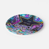 ダンスパーティー誕生日ポップ・アートのミュージカルロックダンスガールズ ペーパープレート (アングル)