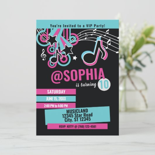 ダンスパーティー誕生日10代の招待状 招待状 (スタンド正面)