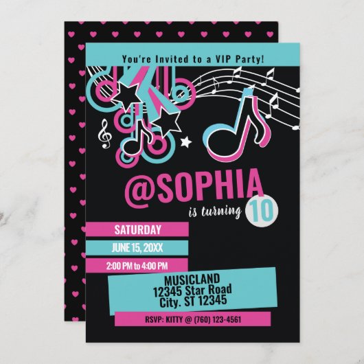 ダンスパーティー誕生日10代の招待状 招待状 (正面/裏面)