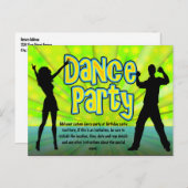 ダンスパーティー、ネオングリーン/ブラック インビテーションポストカード (正面/裏面)