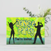 ダンスパーティー、ネオングリーン/ブラック 招待状 (スタンド正面)