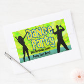ダンスパーティー、ネオングリーン/ブラック 長方形シール (封筒)